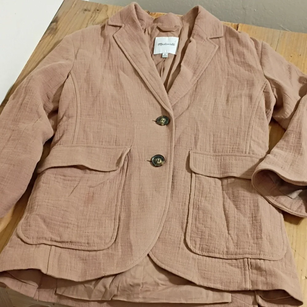 Madewell Tan Cotton Linen Larson Relaxed Fit Blazer Size XS